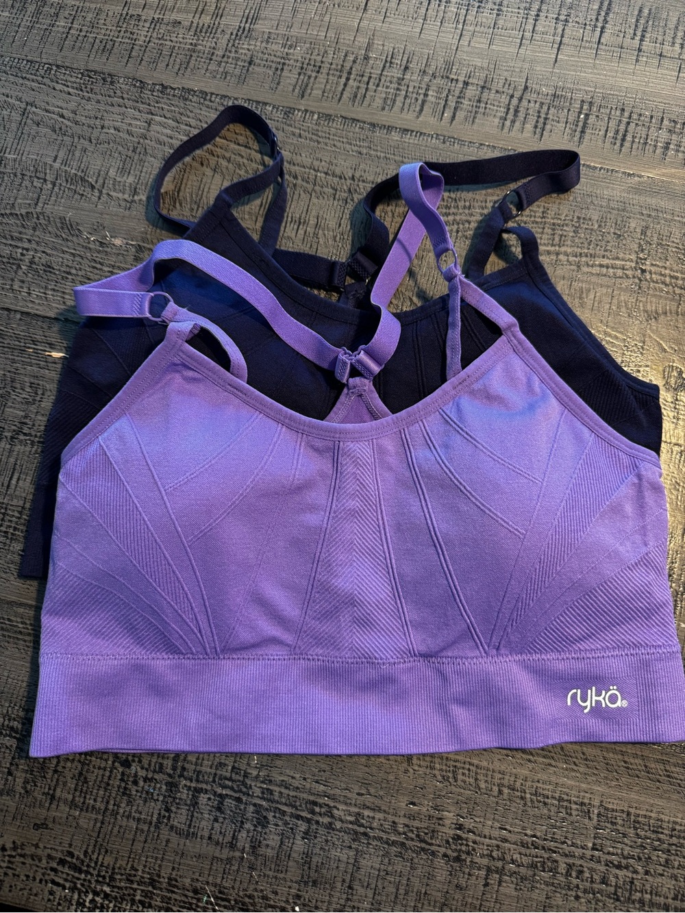 Ryka Lavender Purple & Navy Seamless Sports Bra Set Size XL